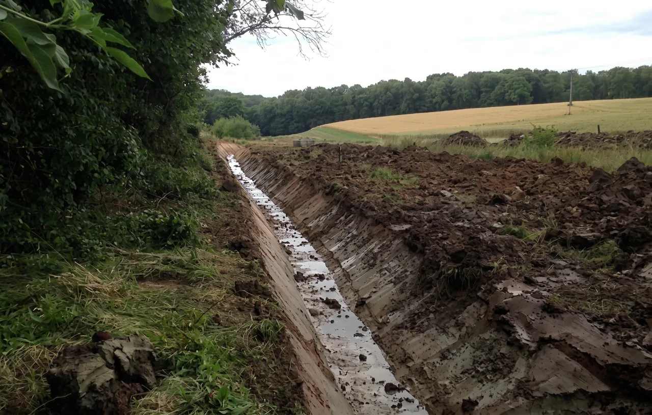 Travaux de drainage agricole sur une parcelle québécoise